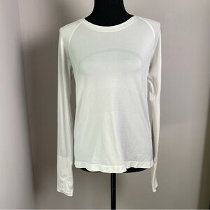 lululemon athletica White Long Sleeve Performance Tee size 10 SLIM FIT